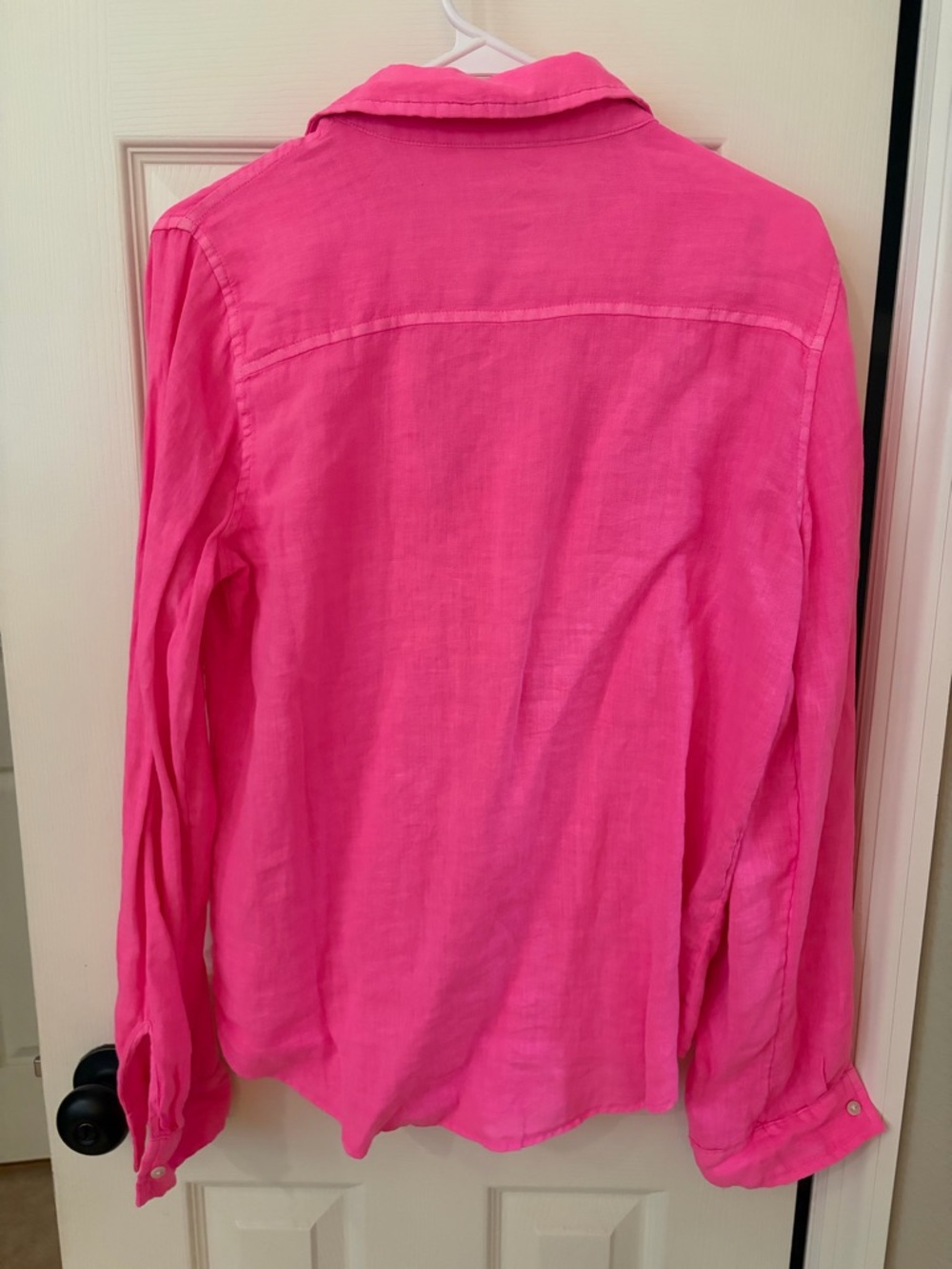 NWT~ Lilly Pulitzer Vibrant Hot Pink Linen Button-Down Shirt, Size Medium - Picture 3 of 5
